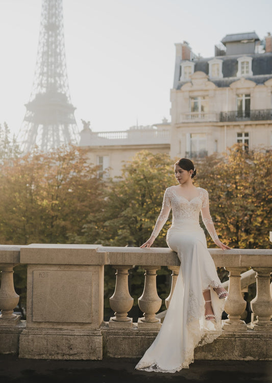 Jennifer's Parisian Elegance: A Unique Dress with Baroque Laces