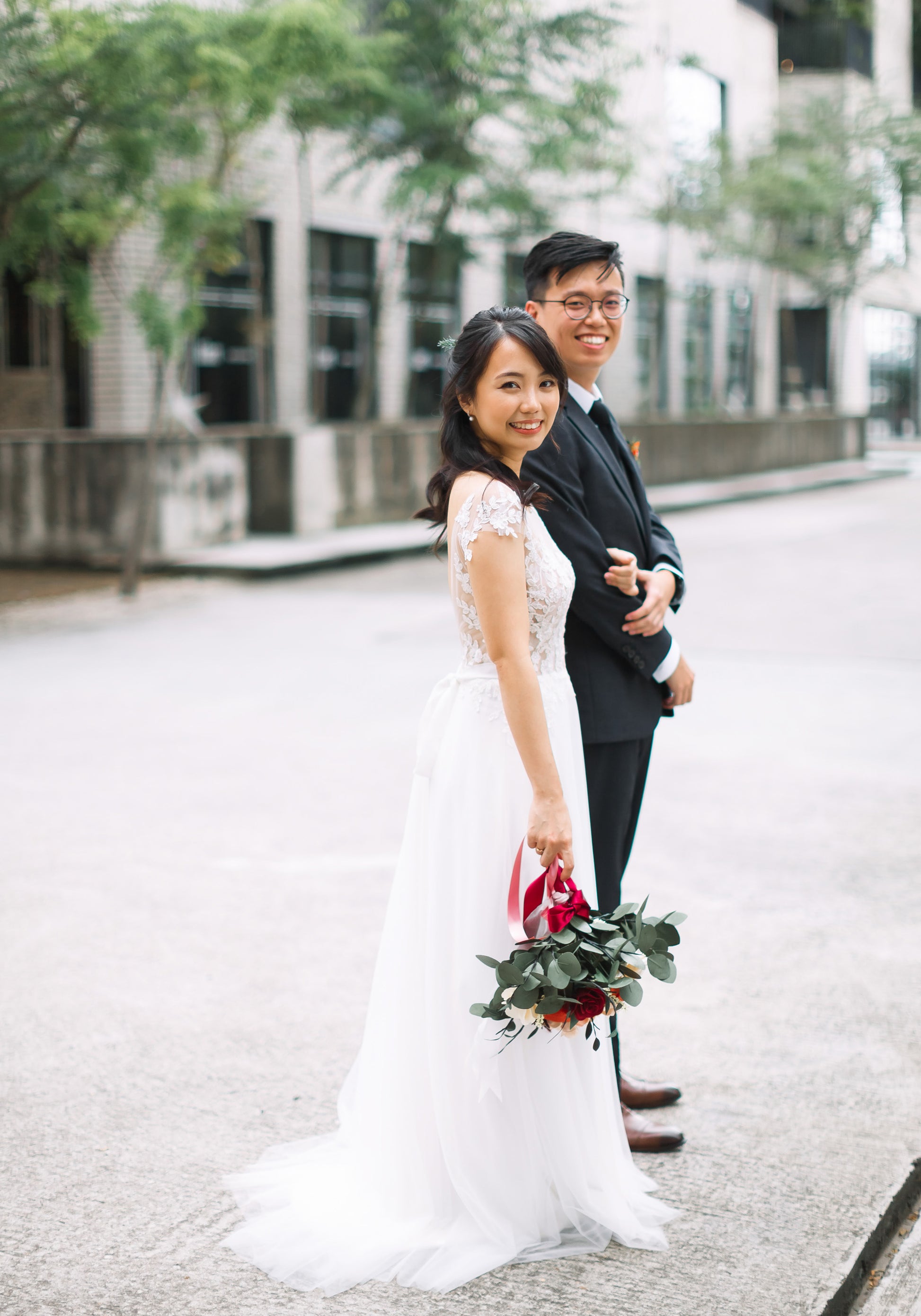 flowy bridal gown