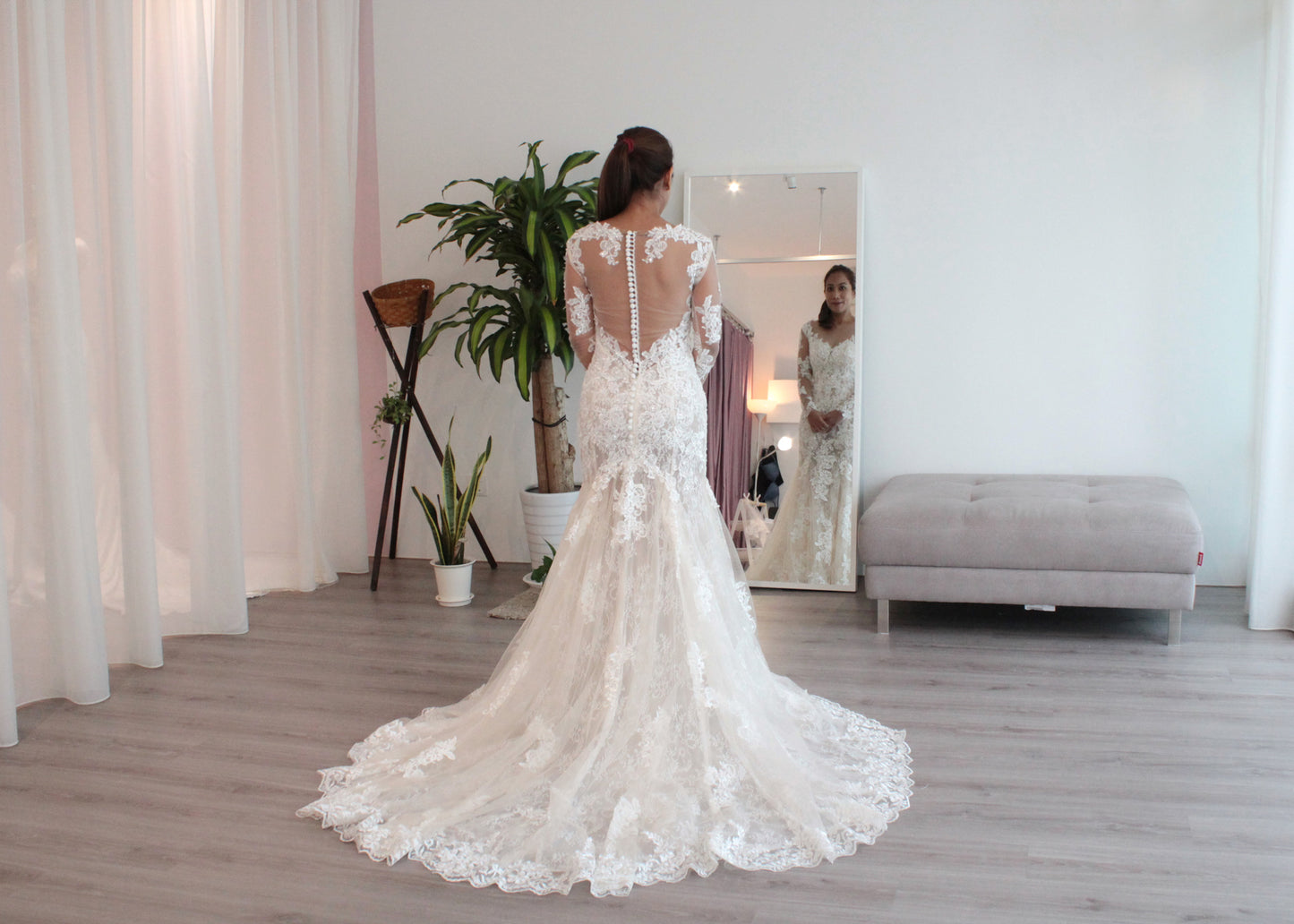 sheer mermaid wedding dress