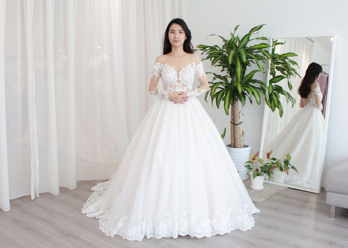 sheer bodice bridal gown