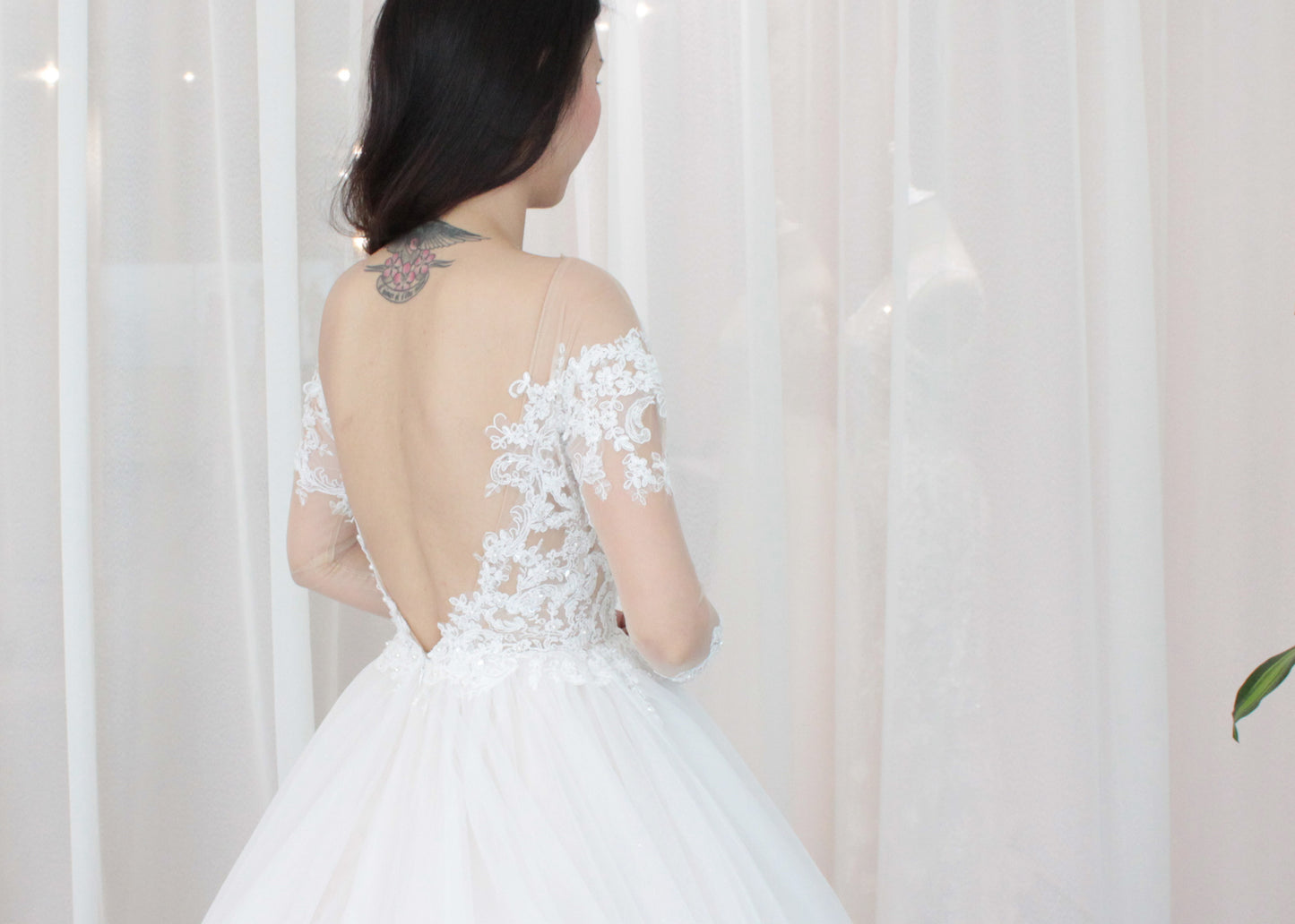 illusion open V back bridal